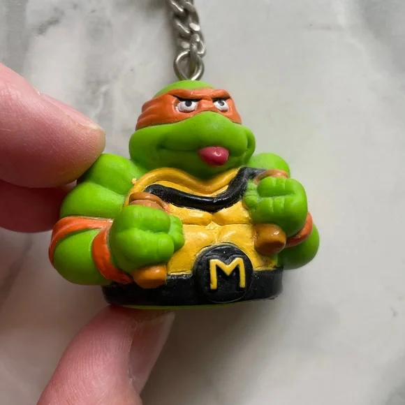 VINTAGE TMNT Teenage Mutant Ninja Turtles Mikey Michelangelo Keychain (Mirage) - Picture 2 of 6